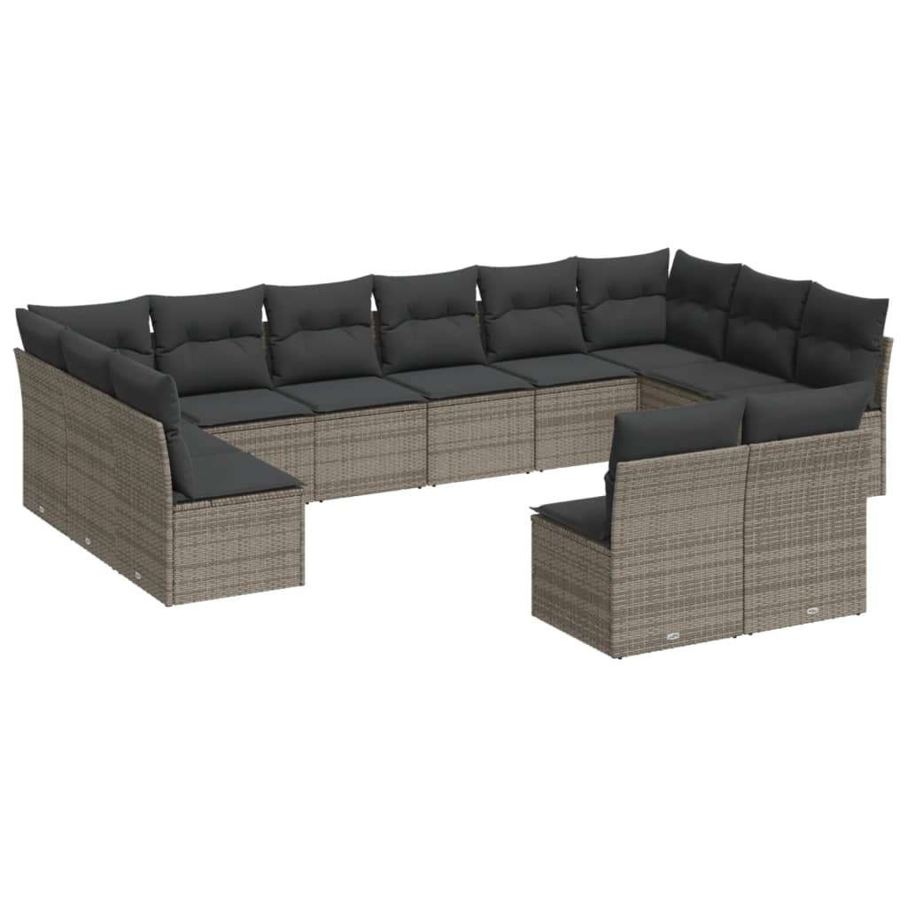 12-delige Loungeset met kussens poly rattan