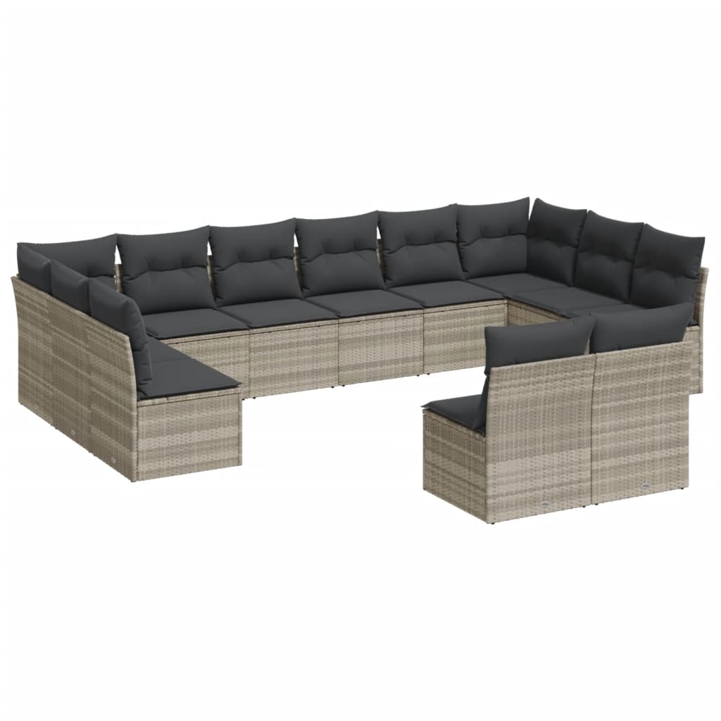 12-delige Loungeset met kussens poly rattan bruin