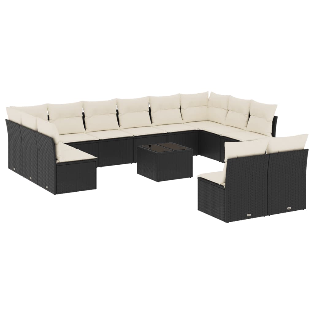 12-delige Loungeset met kussens poly rattan