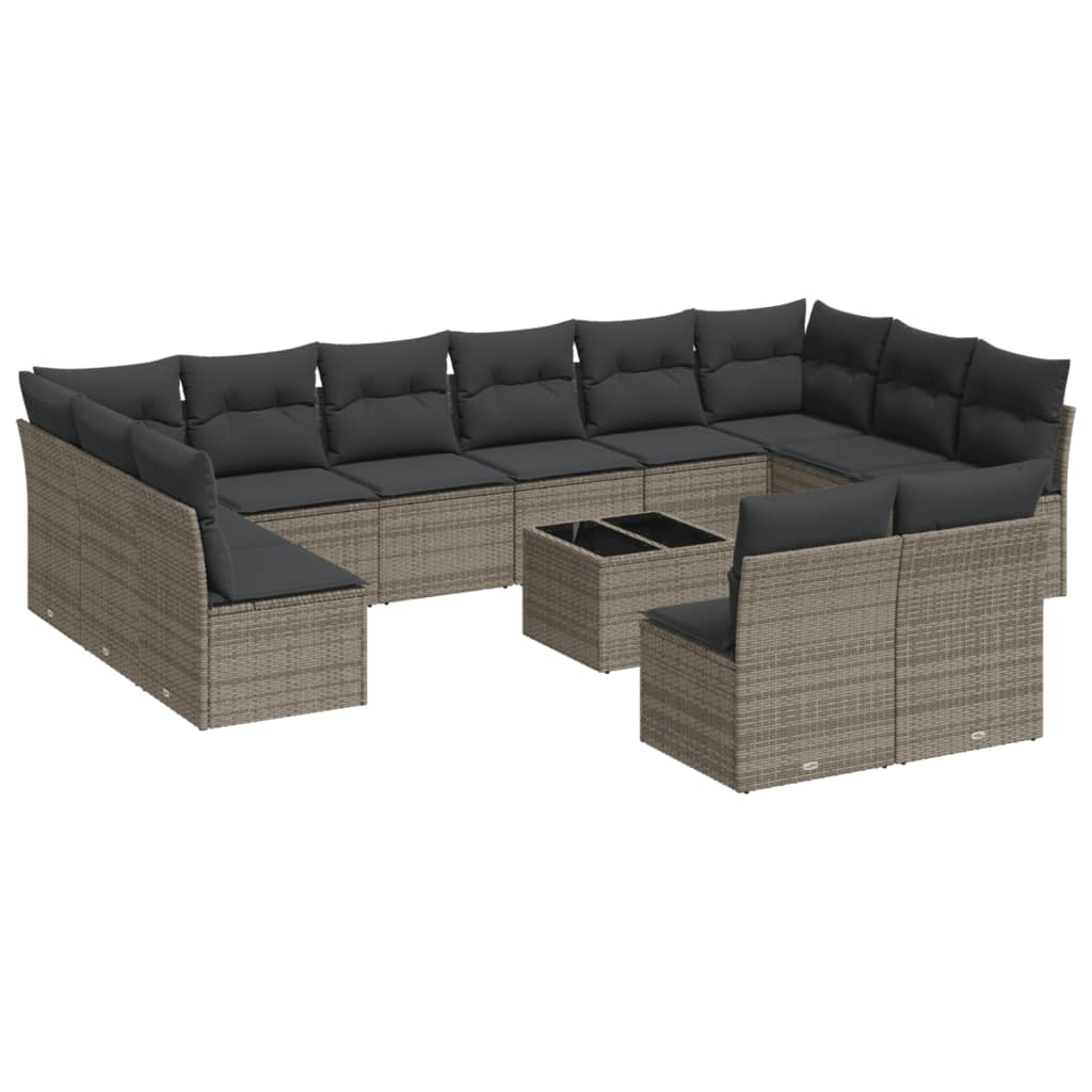 12-delige Loungeset met kussens poly rattan