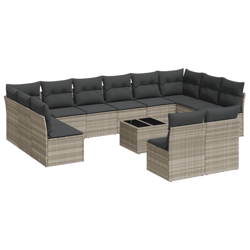 12-delige Loungeset met kussens poly rattan bruin