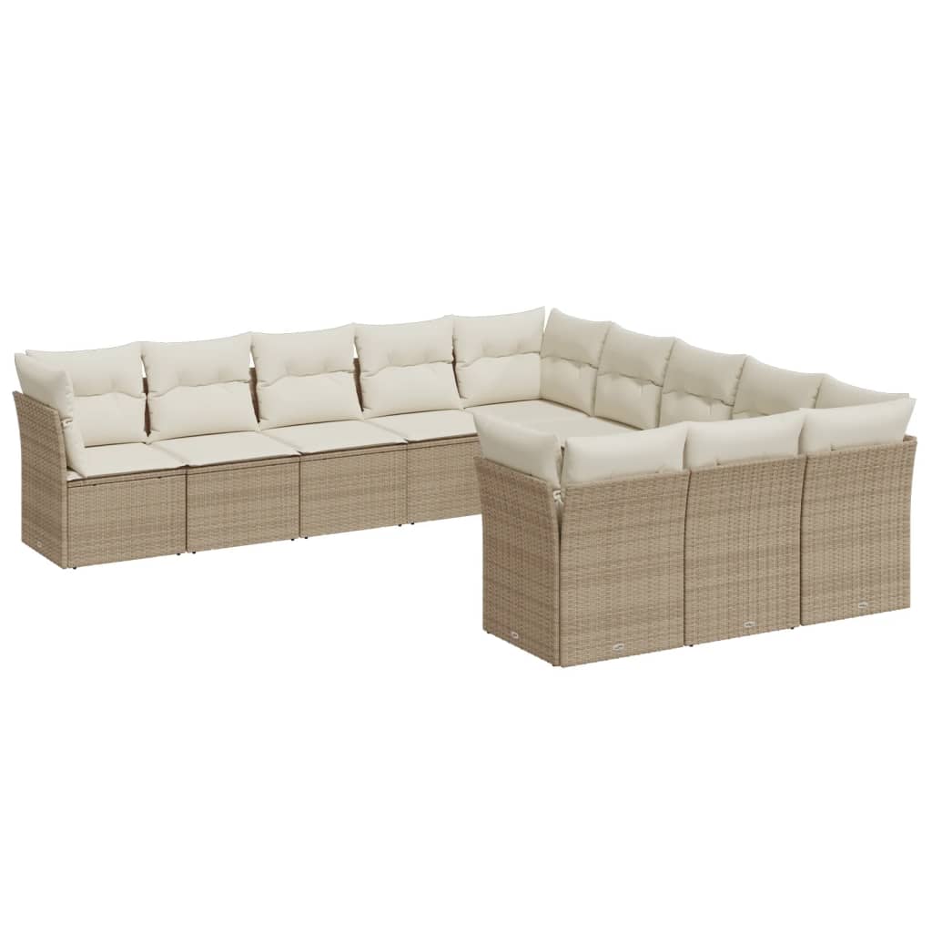 12-delige Loungeset met kussens poly rattan