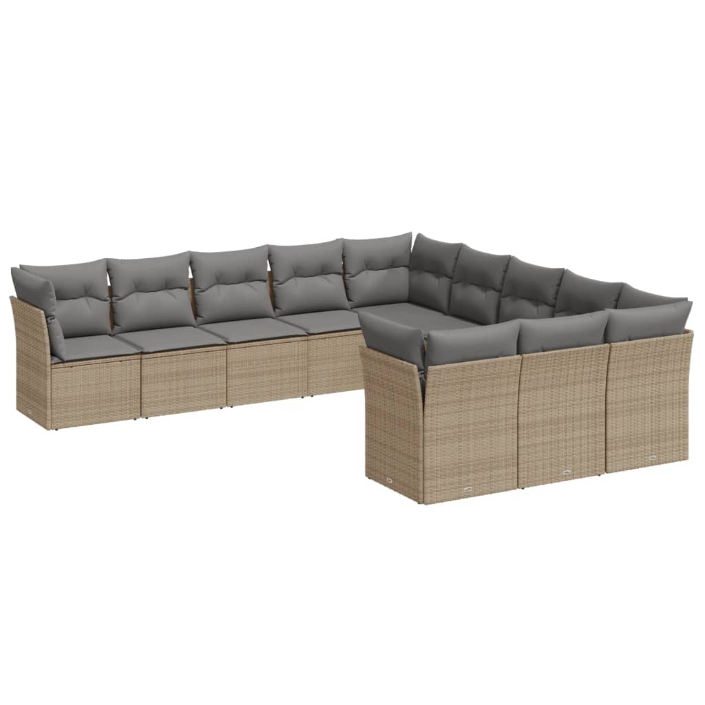 12-delige Loungeset met kussens poly rattan