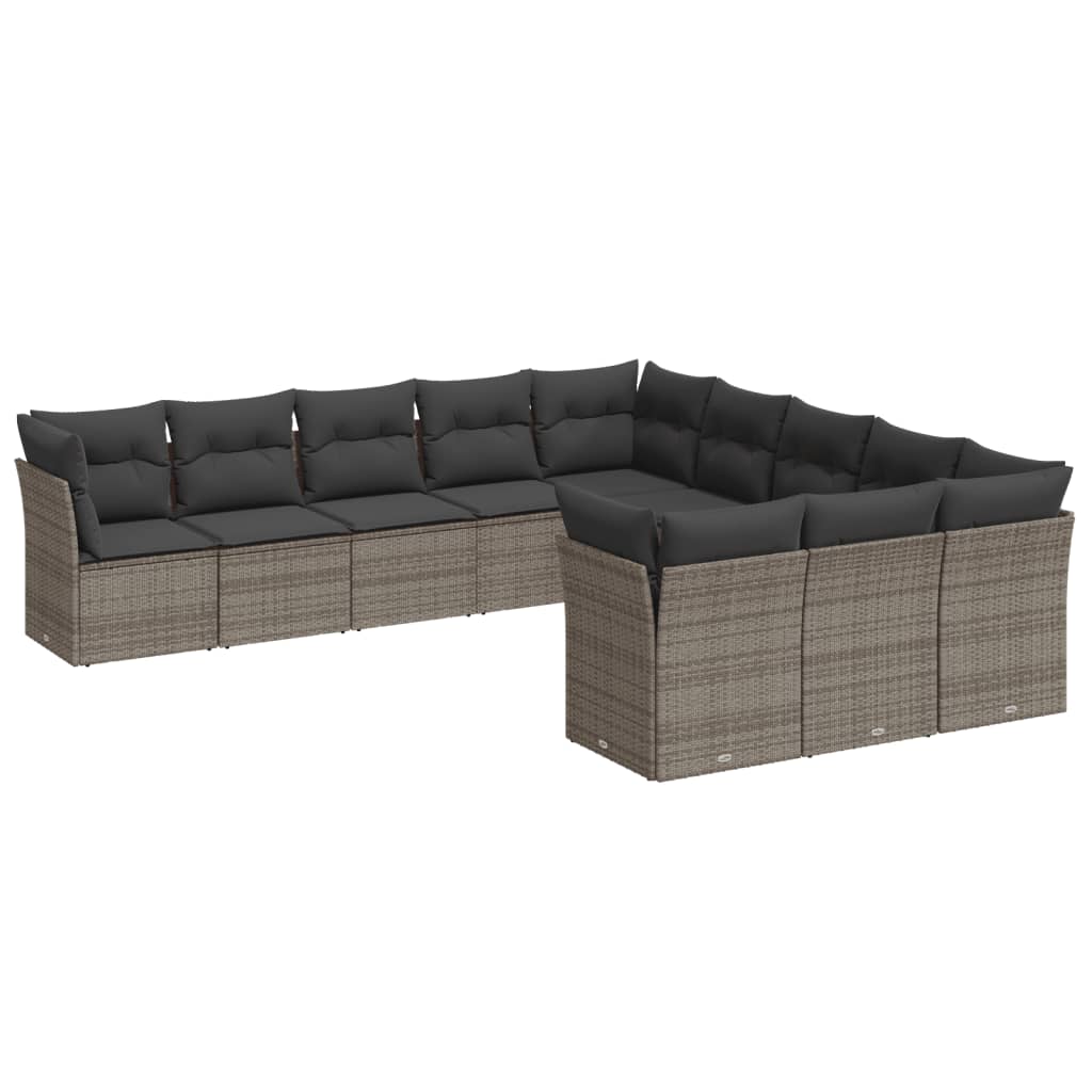 12-delige Loungeset met kussens poly rattan