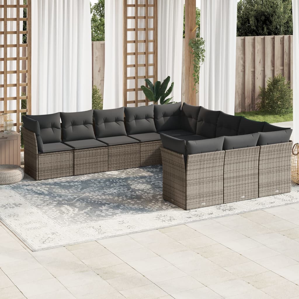 12-delige Loungeset met kussens poly rattan