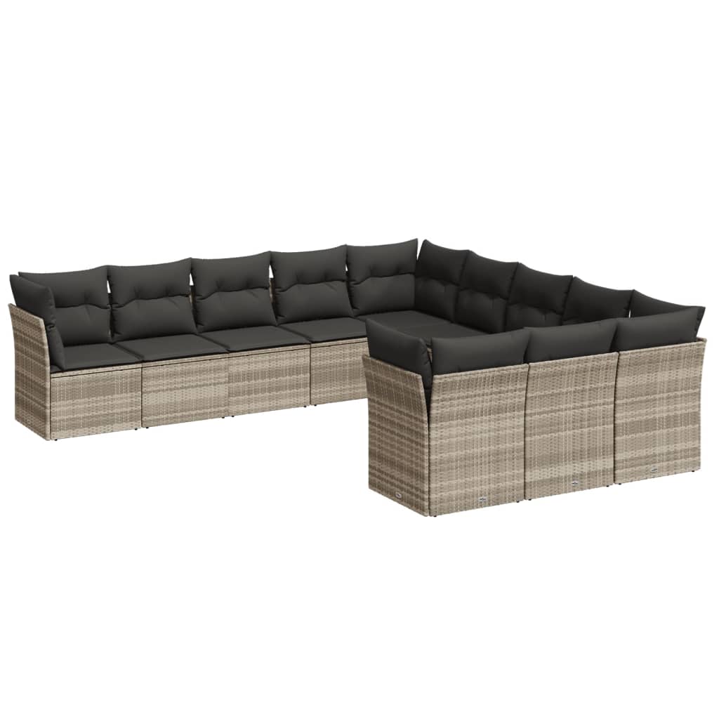 12-delige Loungeset met kussens poly rattan bruin