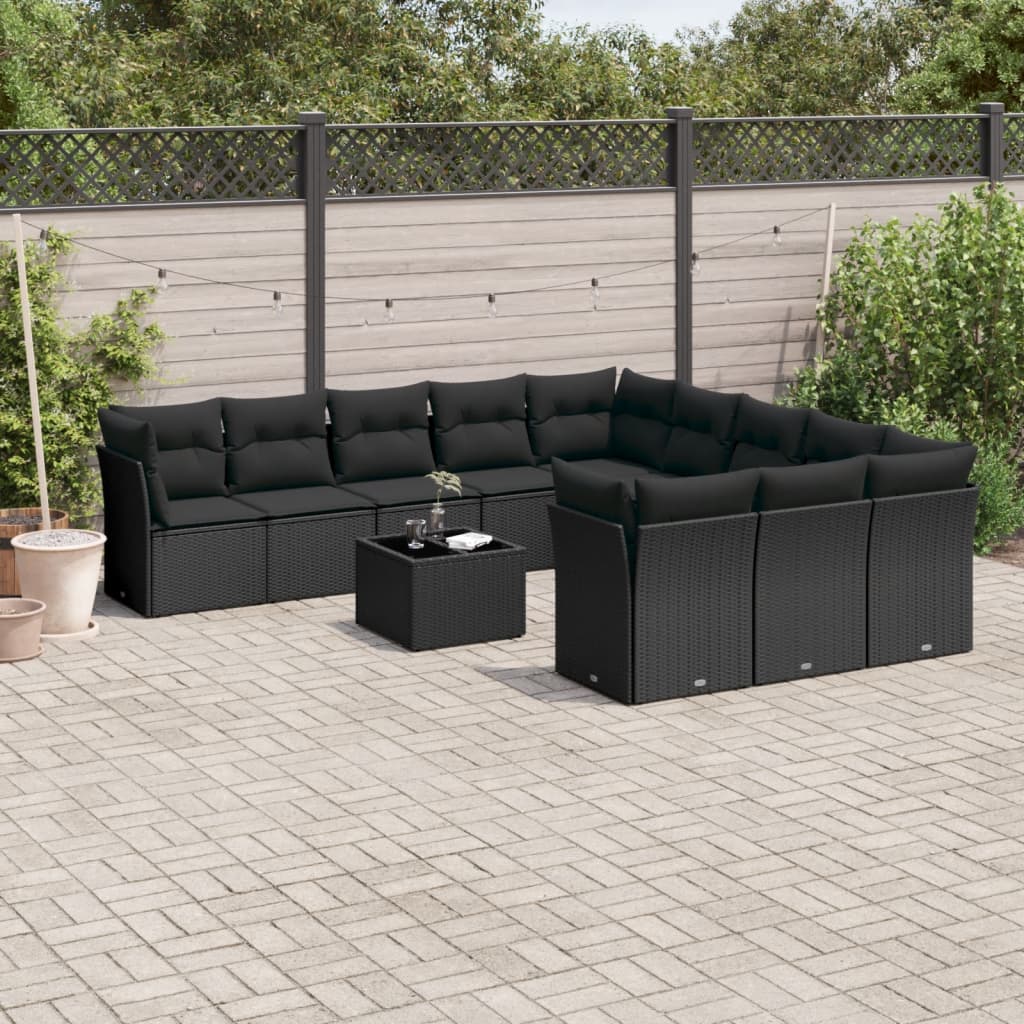 12-delige Loungeset met kussens poly rattan