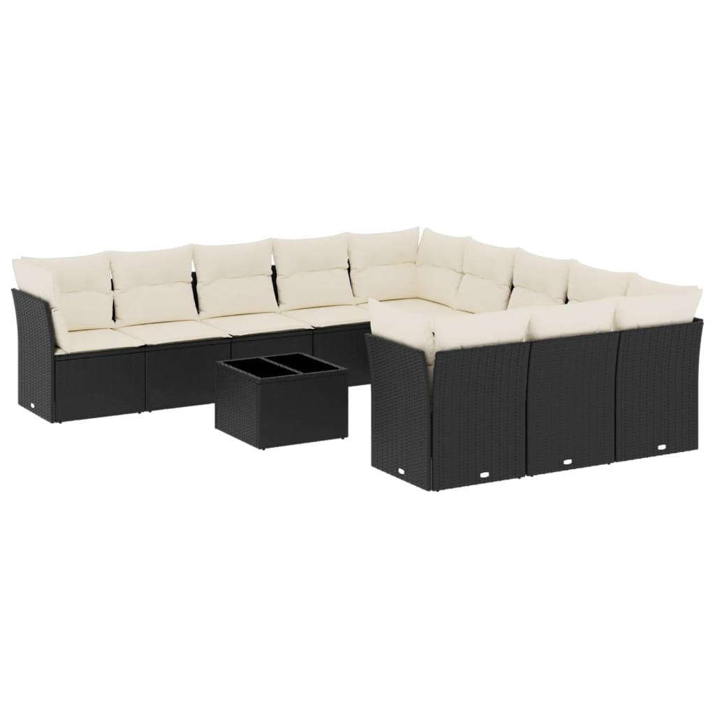 12-delige Loungeset met kussens poly rattan