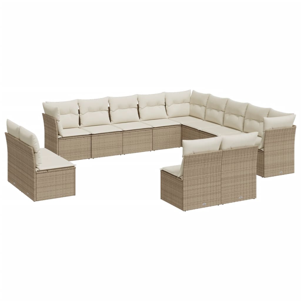 12-delige Loungeset met kussens poly rattan