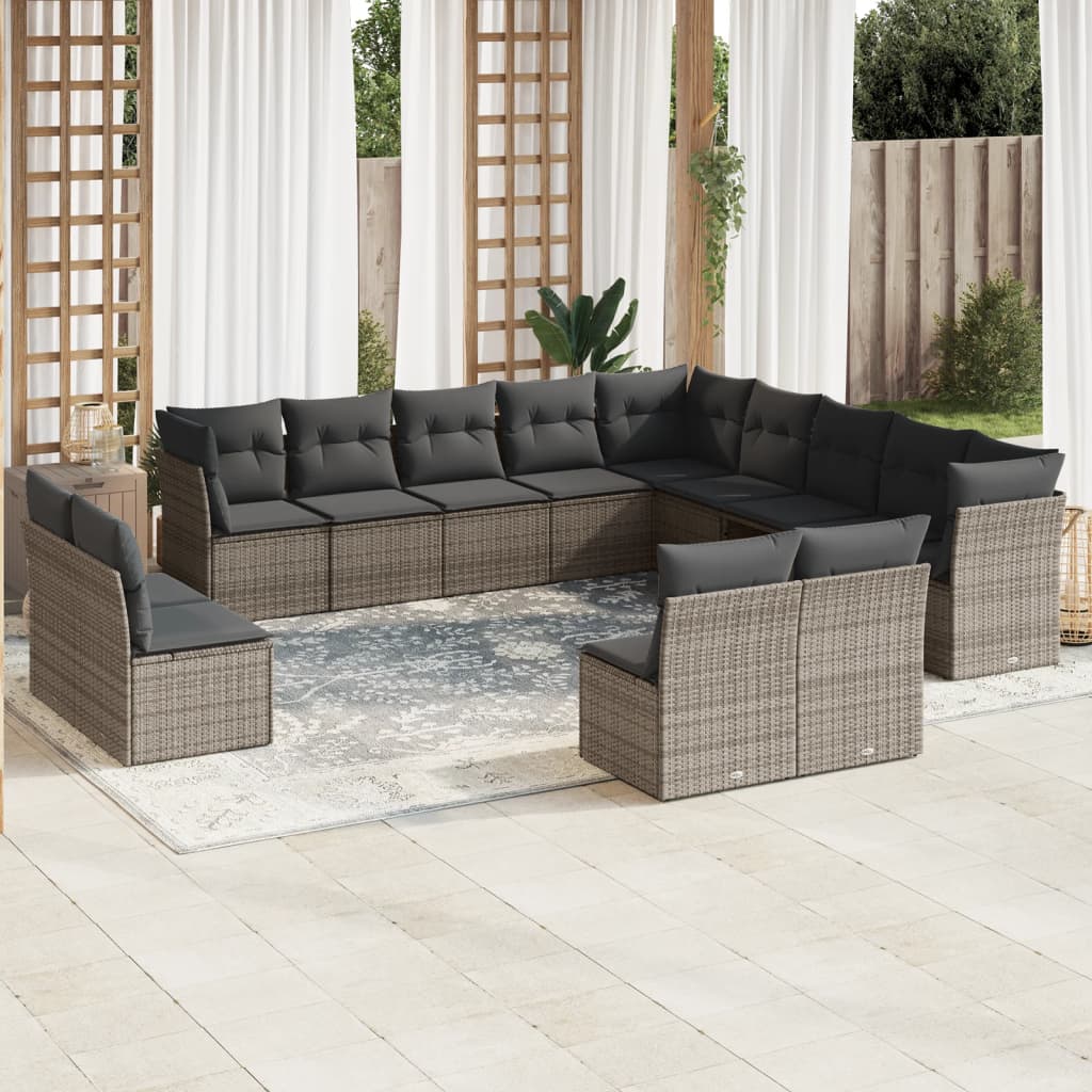 12-delige Loungeset met kussens poly rattan