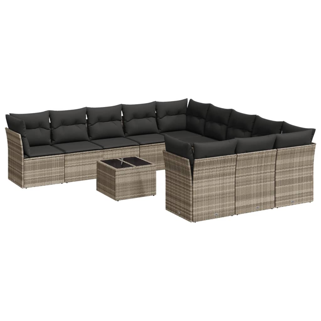 12-delige Loungeset met kussens poly rattan beige