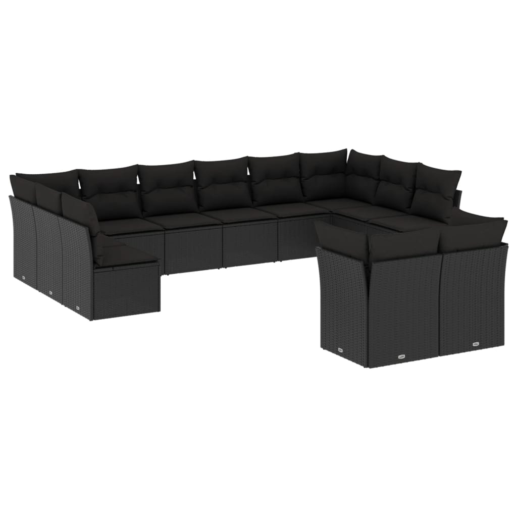 13-delige Loungeset met kussens poly rattan bruin