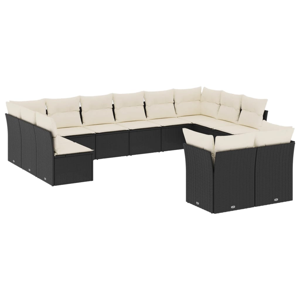 13-delige Loungeset met kussens poly rattan bruin