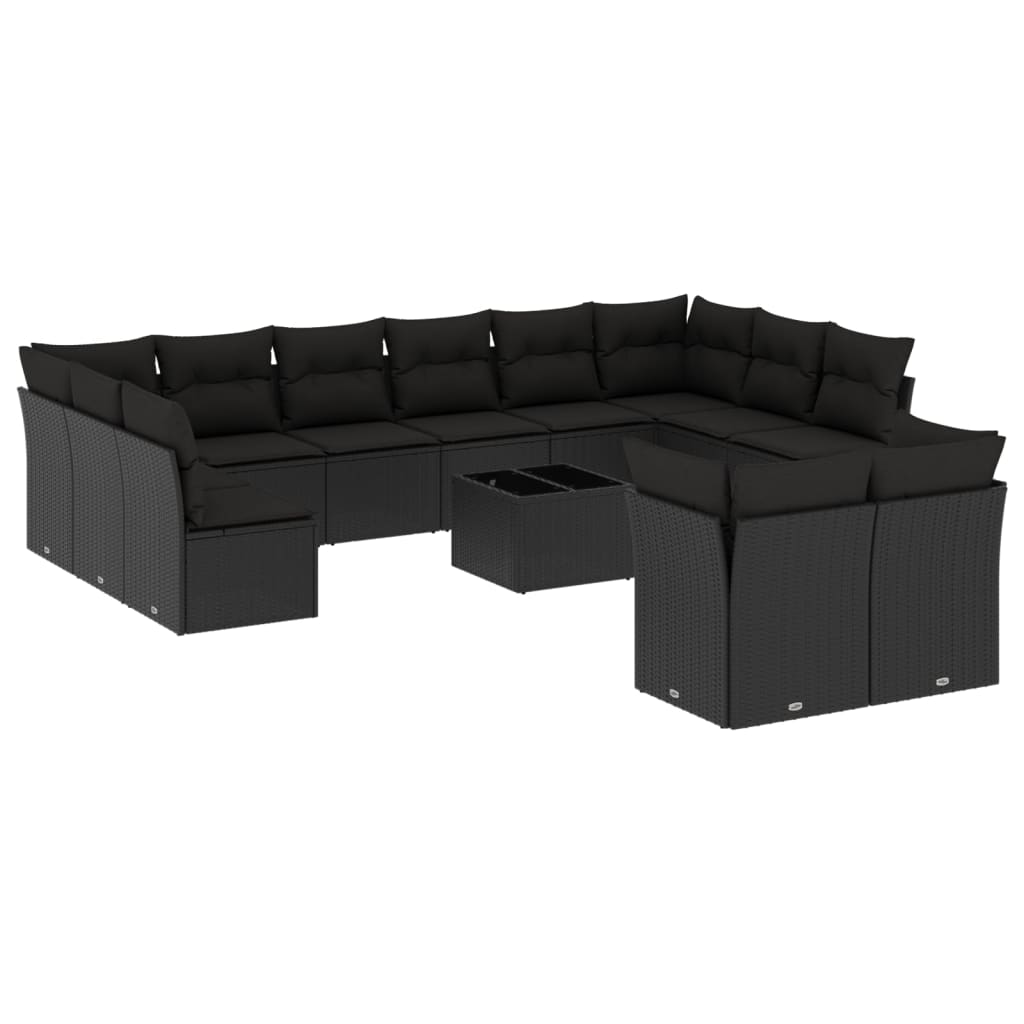 13-delige Loungeset met kussens poly rattan bruin