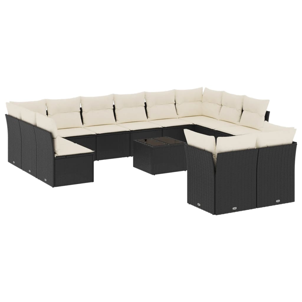 13-delige Loungeset met kussens poly rattan bruin