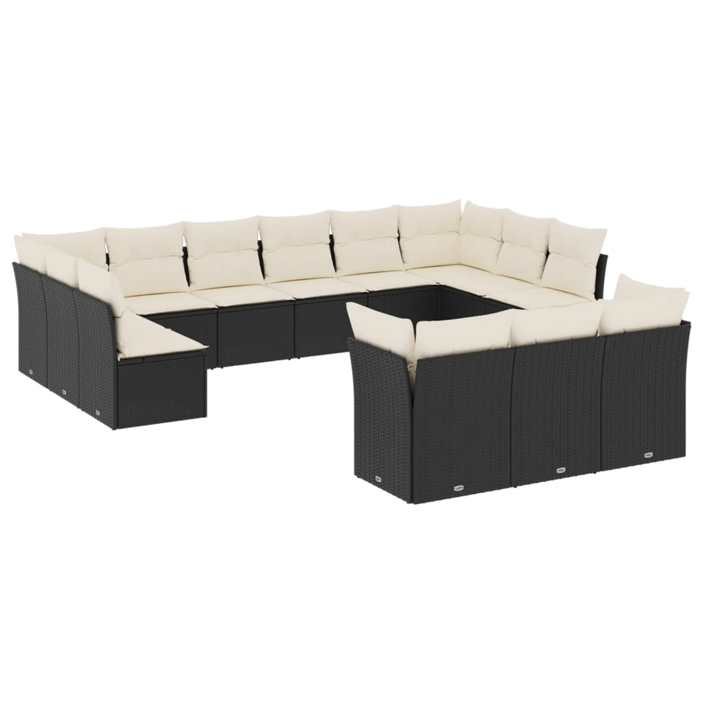 14-delige Loungeset met kussens poly rattan bruin