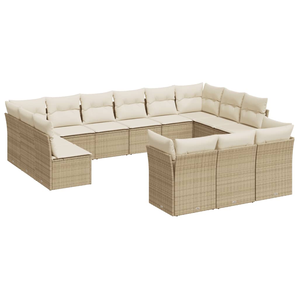 14-delige Loungeset met kussens poly rattan