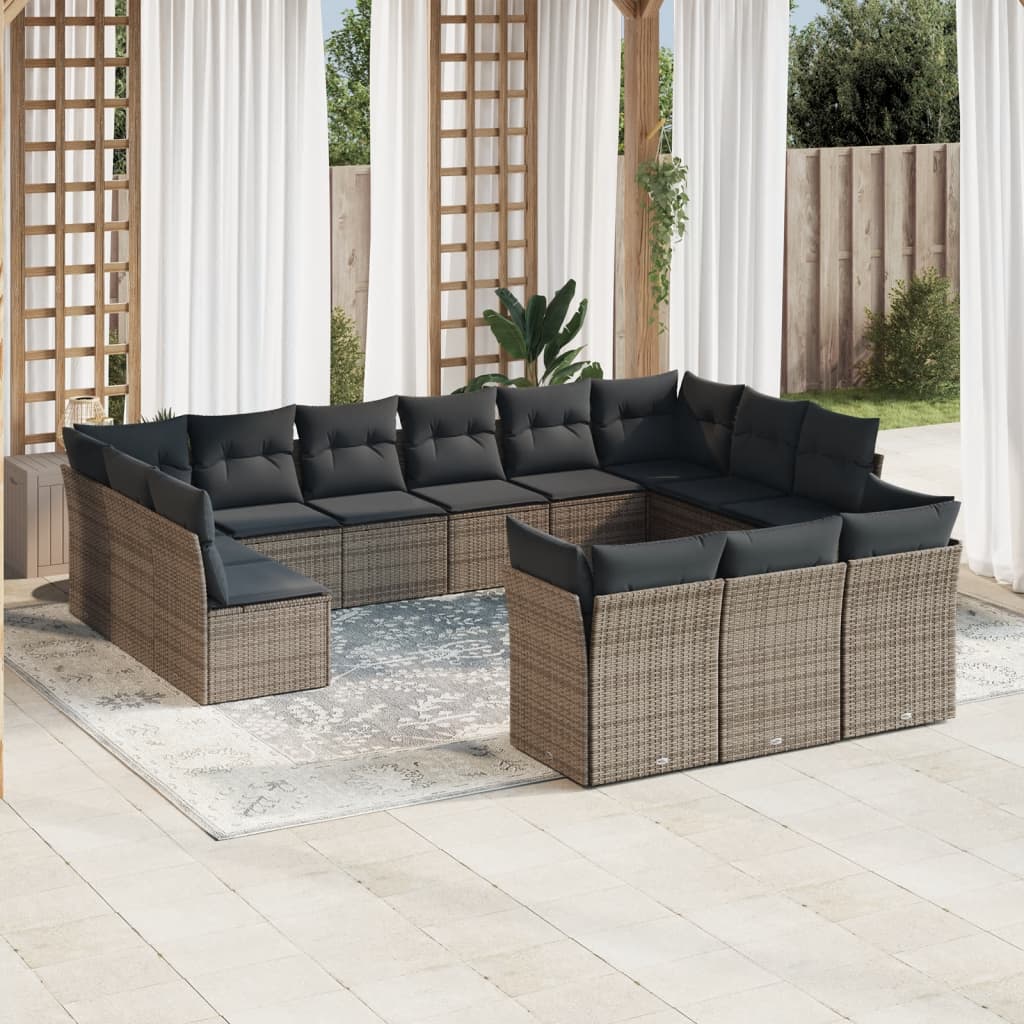 14-delige Loungeset met kussens poly rattan