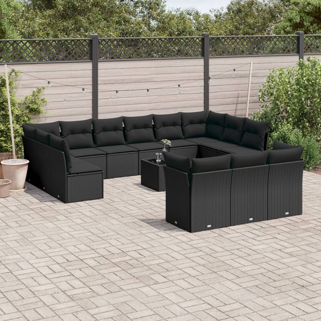 14-delige Loungeset met kussens poly rattan