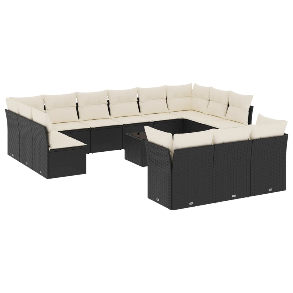 14-delige Loungeset met kussens poly rattan grijs