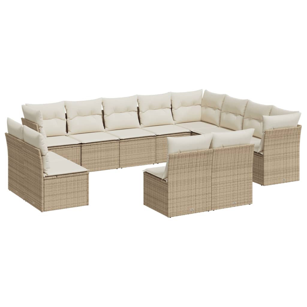 13-delige Loungeset met kussens poly rattan grijs