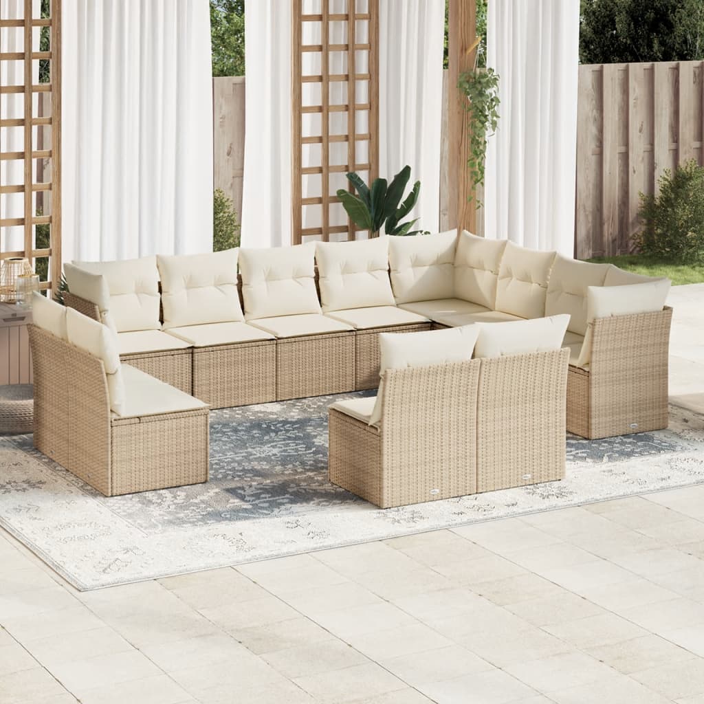 13-delige Loungeset met kussens poly rattan