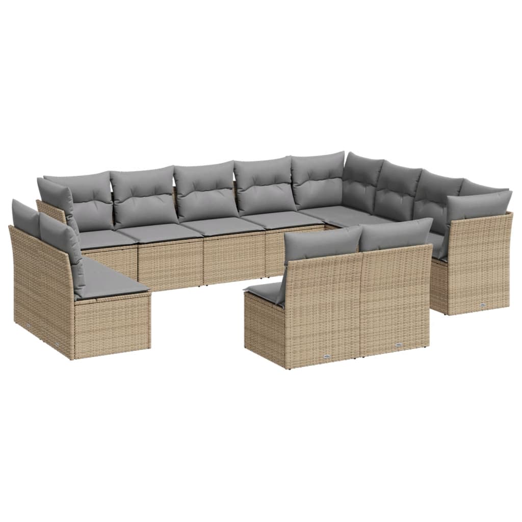 13-delige Loungeset met kussens poly rattan