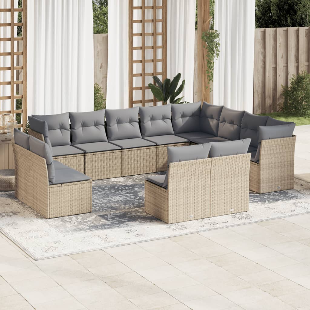 13-delige Loungeset met kussens poly rattan