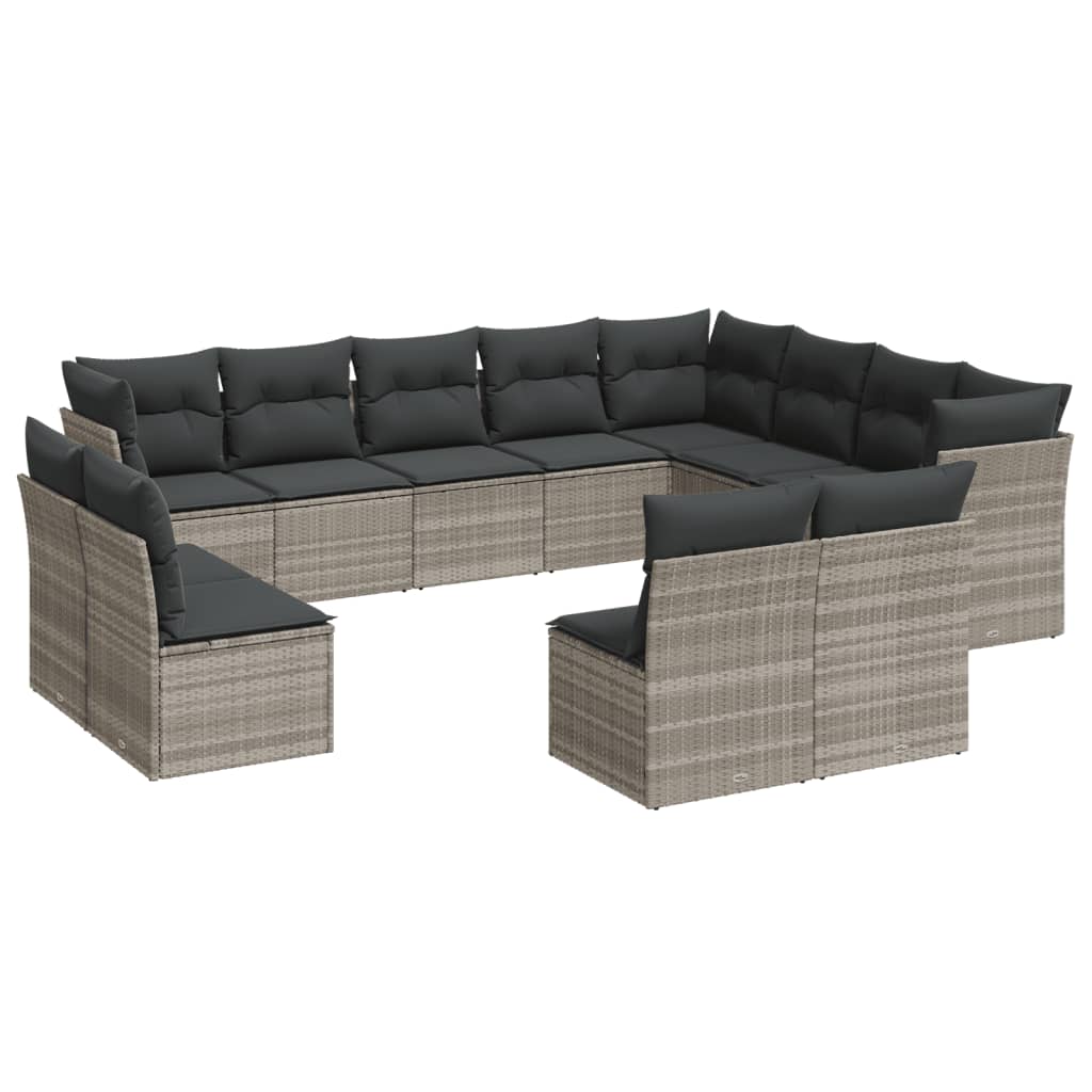 12-delige Loungeset met kussens poly rattan bruin