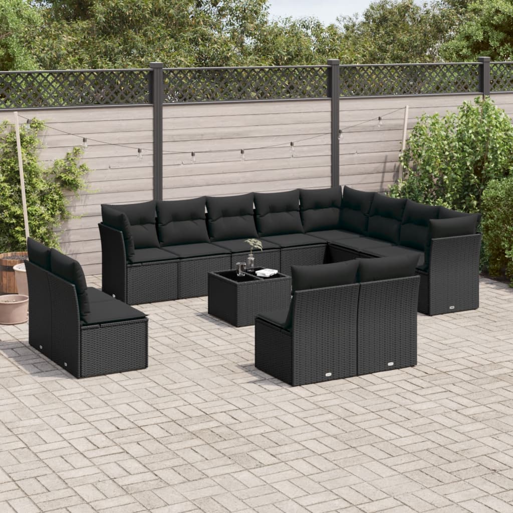 13-delige Loungeset met kussens poly rattan