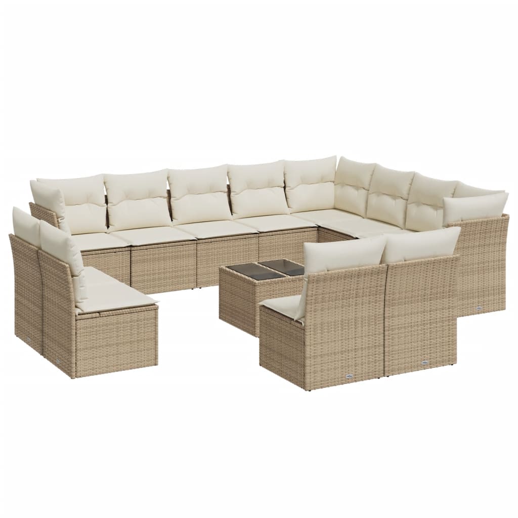 13-delige Loungeset met kussens poly rattan