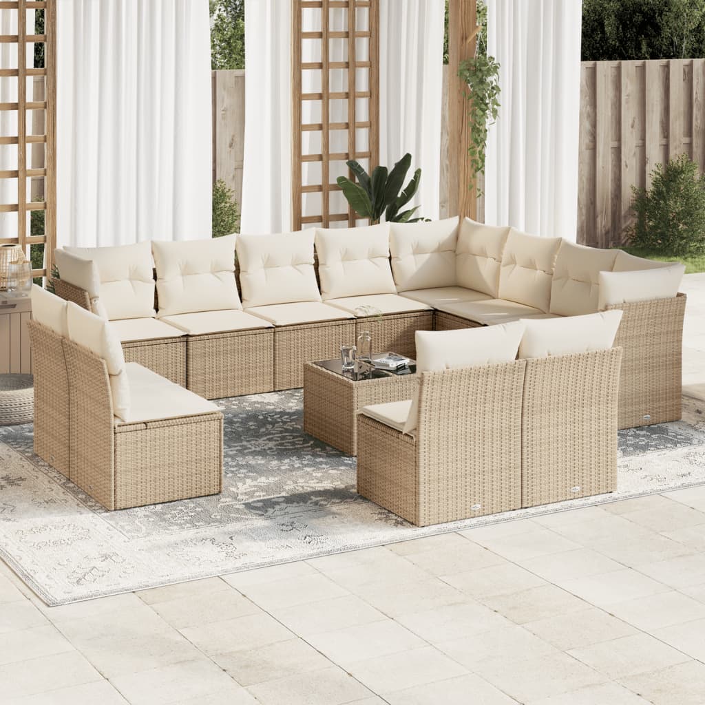 13-delige Loungeset met kussens poly rattan