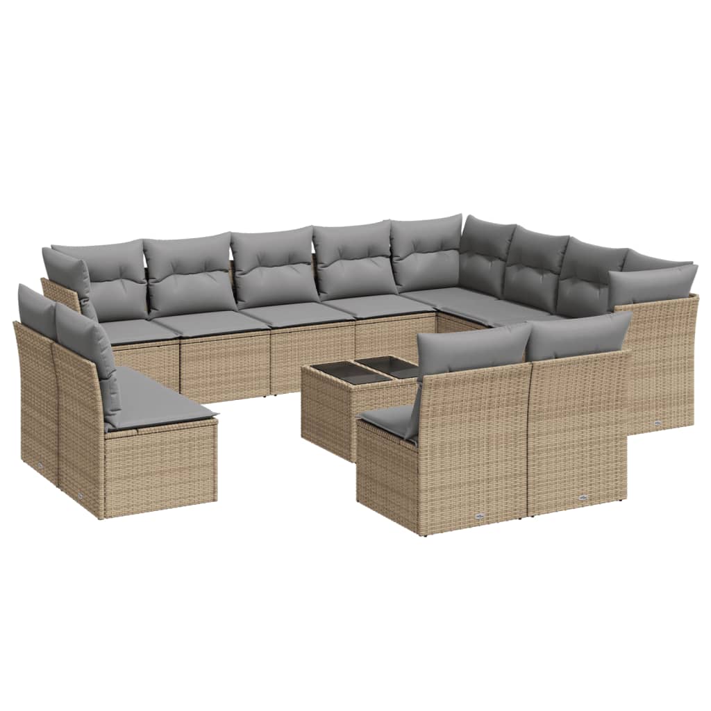 13-delige Loungeset met kussens poly rattan