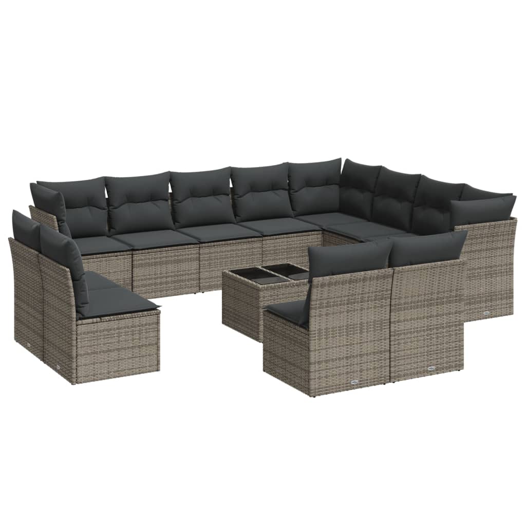 13-delige Loungeset met kussens poly rattan