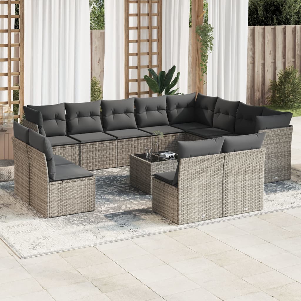 13-delige Loungeset met kussens poly rattan