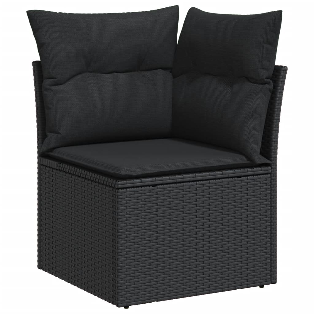 14-delige Loungeset met kussens poly rattan zwart