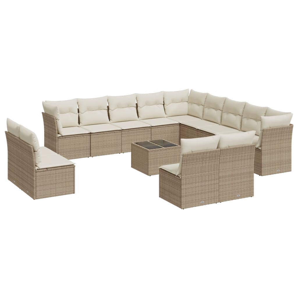 14-delige Loungeset met kussens poly rattan