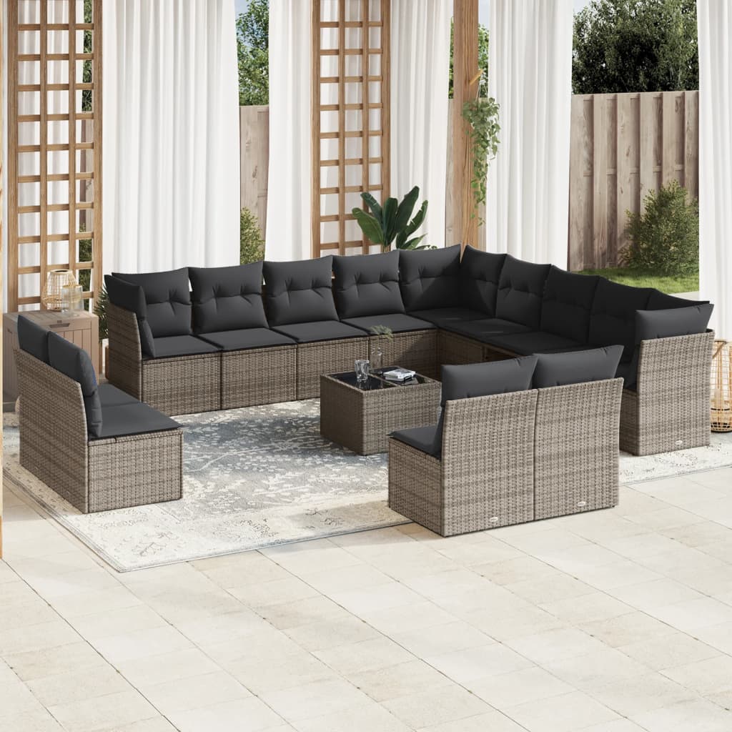 14-delige Loungeset met kussens poly rattan