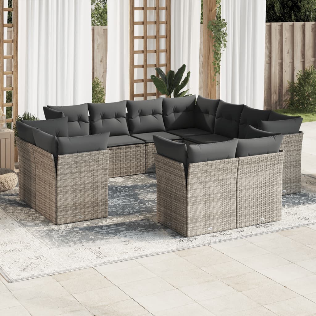 12-delige Loungeset met kussens poly rattan