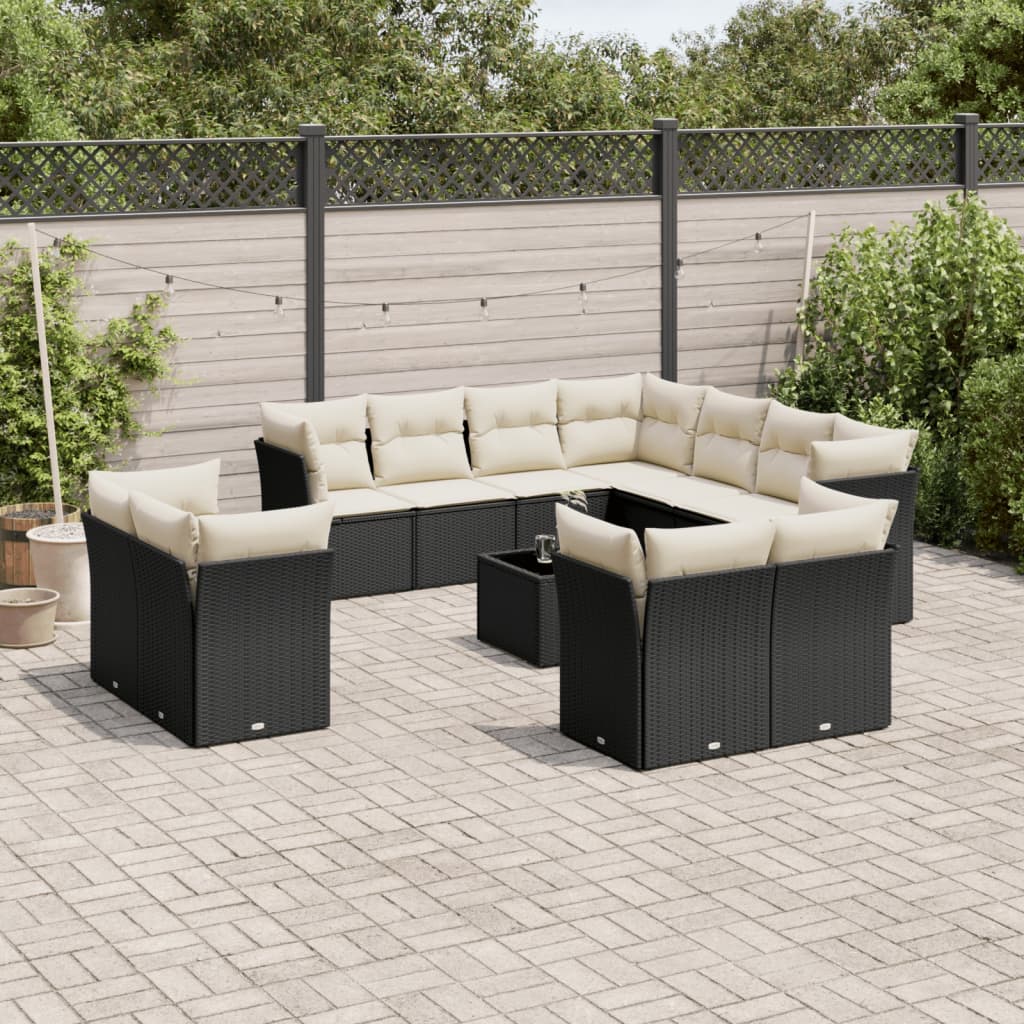 12-delige Loungeset met kussens poly rattan