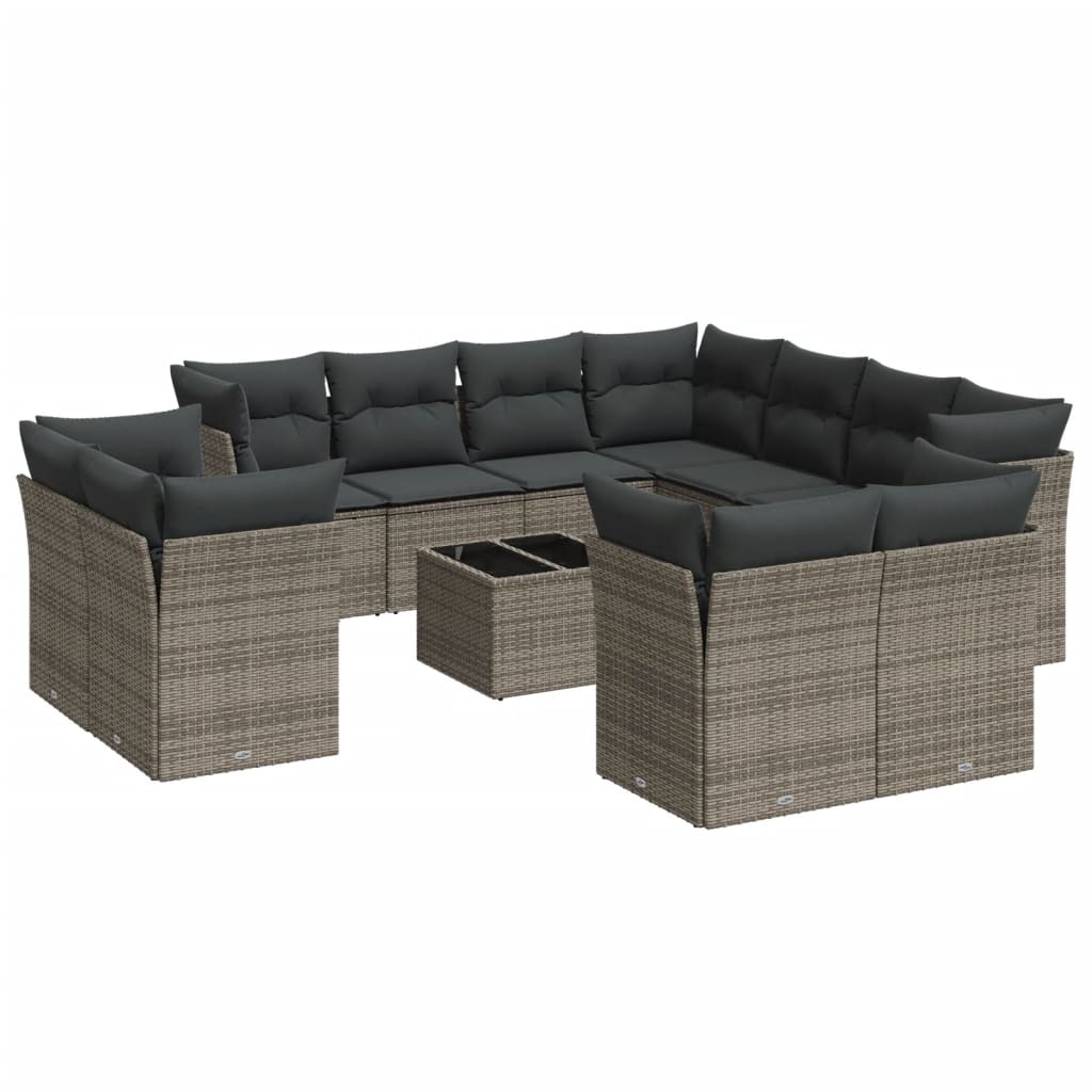 12-delige Loungeset met kussens poly rattan