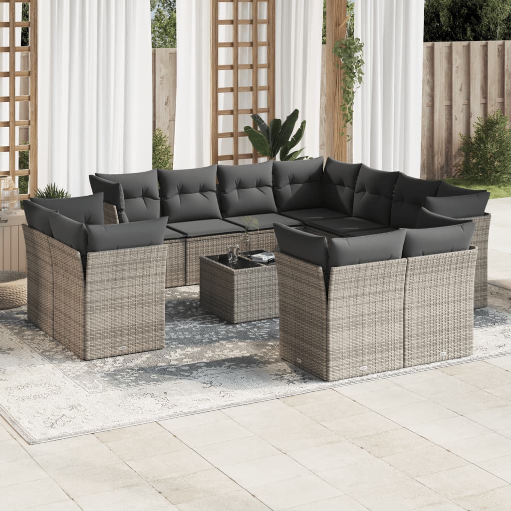 12-delige Loungeset met kussens poly rattan