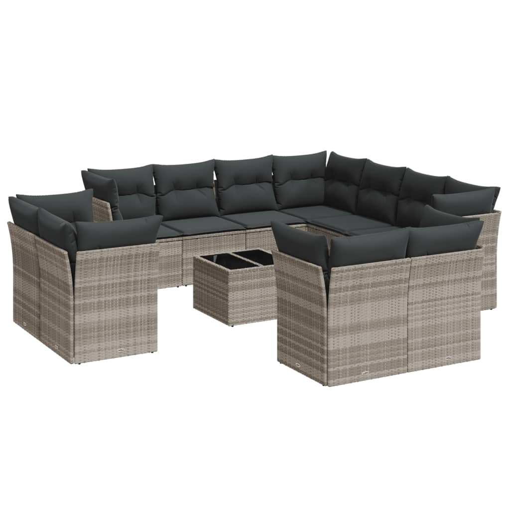 11-delige Loungeset met kussens poly rattan zwart