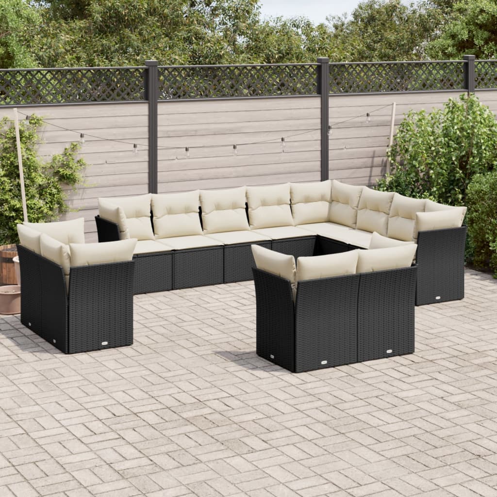 12-delige Loungeset met kussens poly rattan