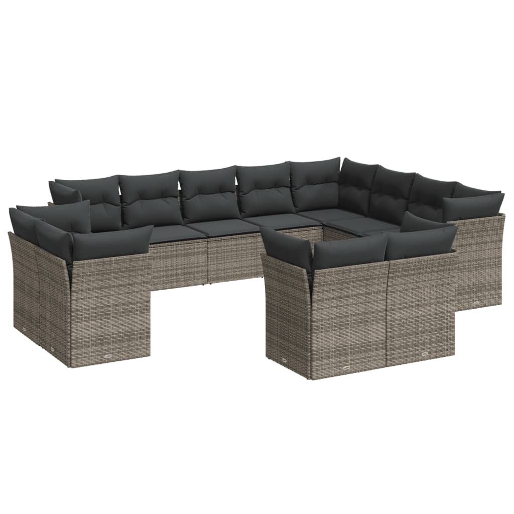 12-delige Loungeset met kussens poly rattan