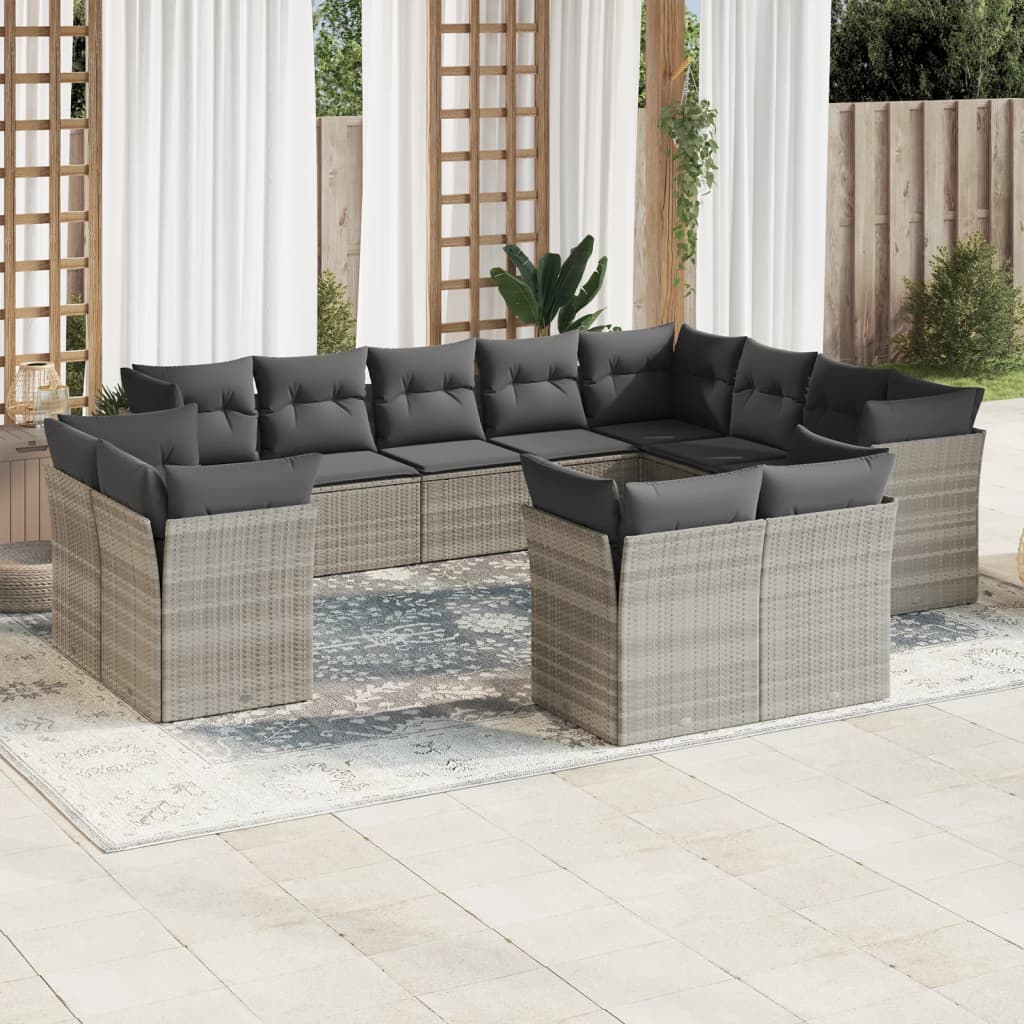 13-delige Loungeset met kussens poly rattan beige