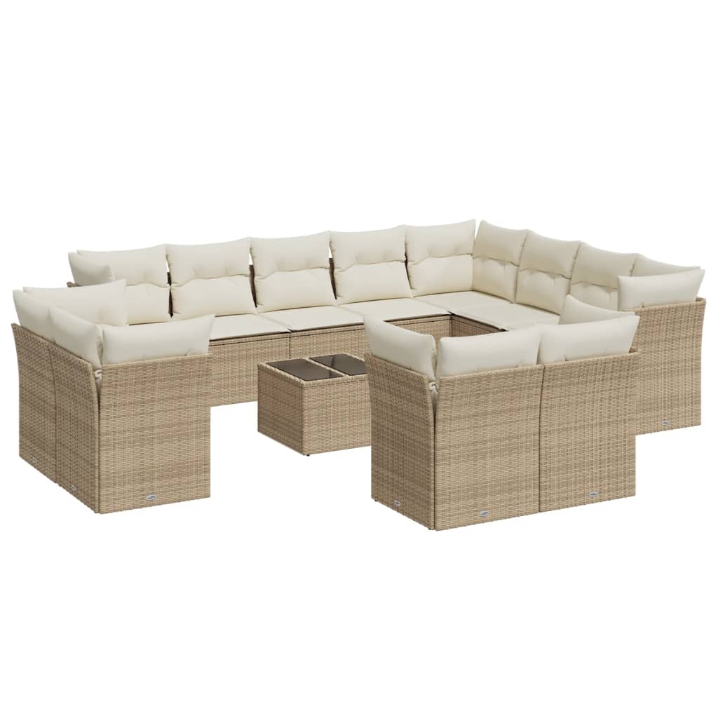 12-delige Loungeset met kussens poly rattan