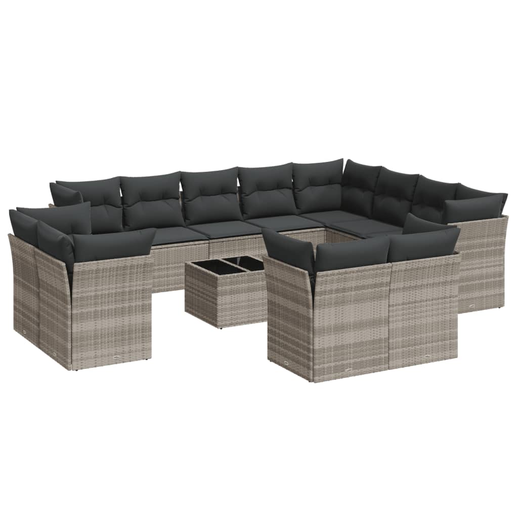 13-delige Loungeset met kussens poly rattan beige