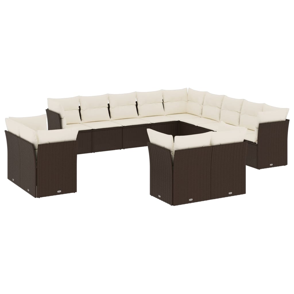 13-delige Loungeset met kussens poly rattan beige