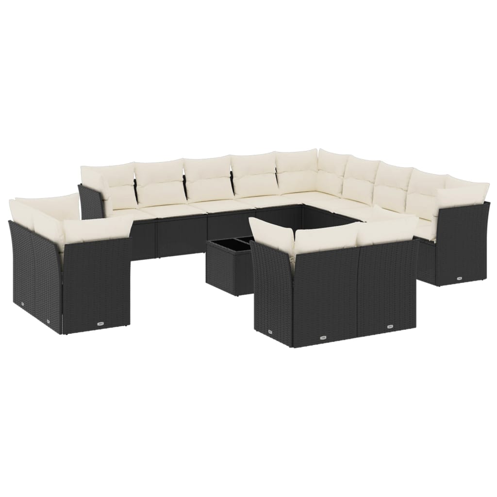 13-delige Loungeset met kussens poly rattan beige